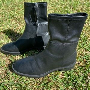 Zara Faux LeatherBlack Sock Style Ankle Boots